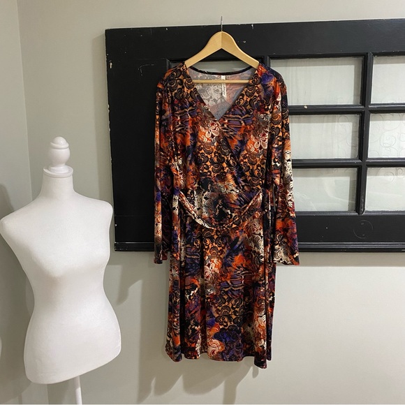 Maxi Faux Wrap Dress with Side Tie Hippie Indie Boho Hippster Plus Size 1X - Picture 5 of 15